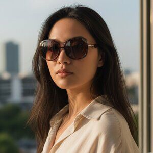 Chloé Oversize Timeless Gradient Sunglasses lightweight with black case